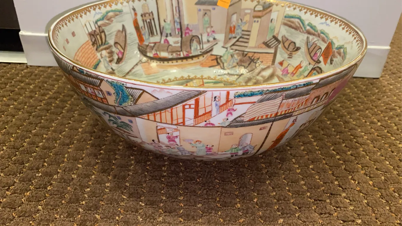 Vintage Hand Painted Asian Style Porcelain Bowl
