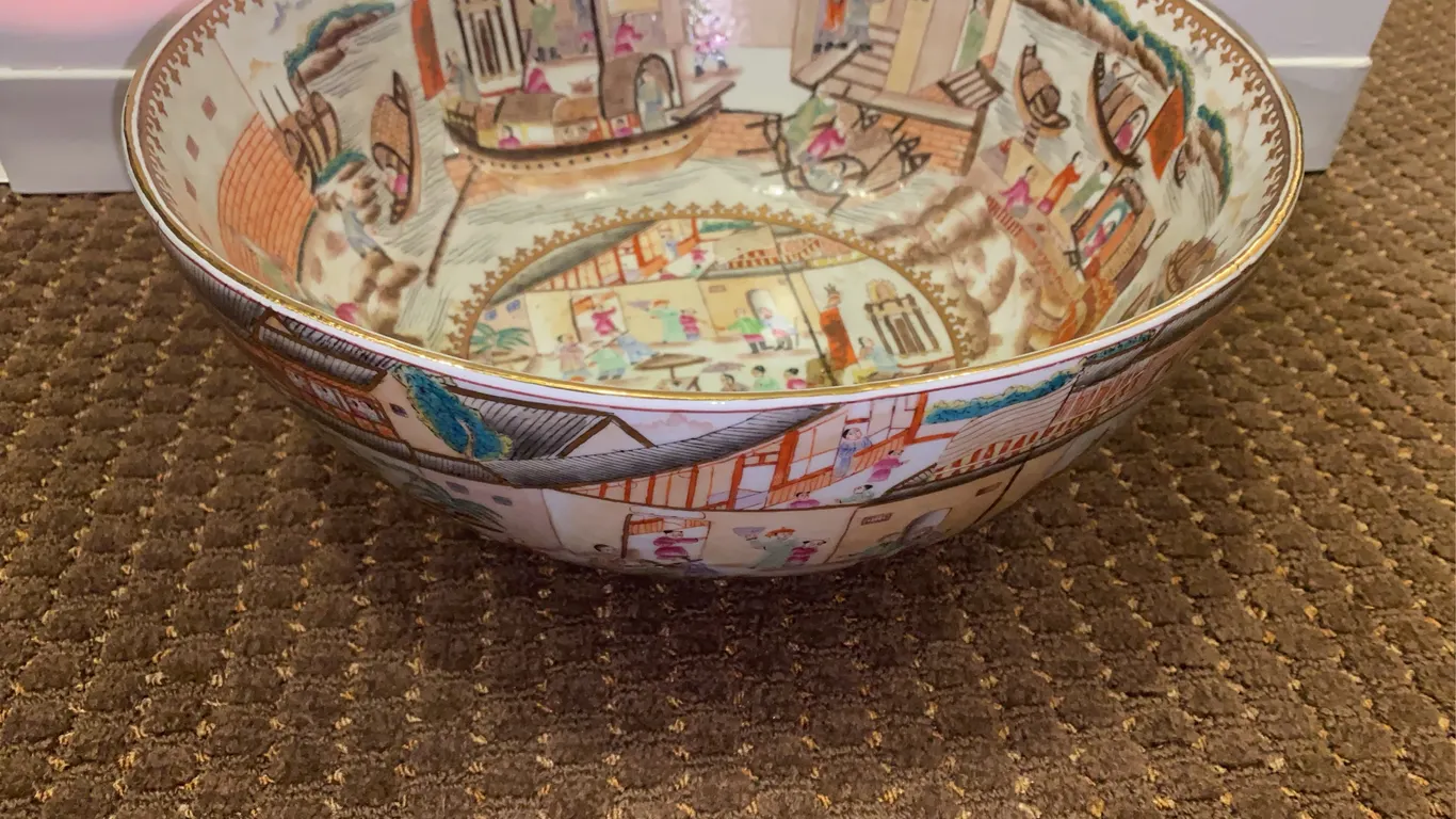 Vintage Hand Painted Asian Style Porcelain Bowl