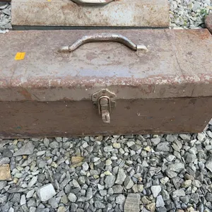 Vintage Metal Toolbox Full of Hardware and Tools