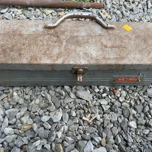 Vintage Metal Toolbox with Hardware and Tools