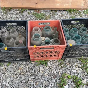 (3) Plastic Crates of Assorted Glass Jars and Bottles