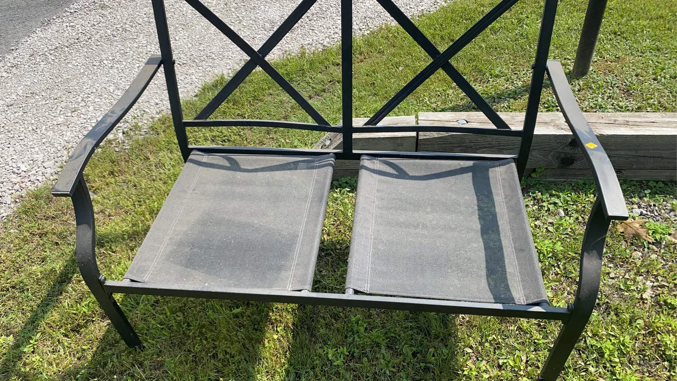 Metal framed outdoor bench