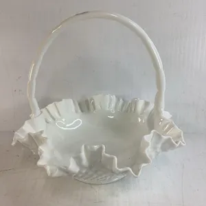 Fenton Milk Glass Hobnail Basket