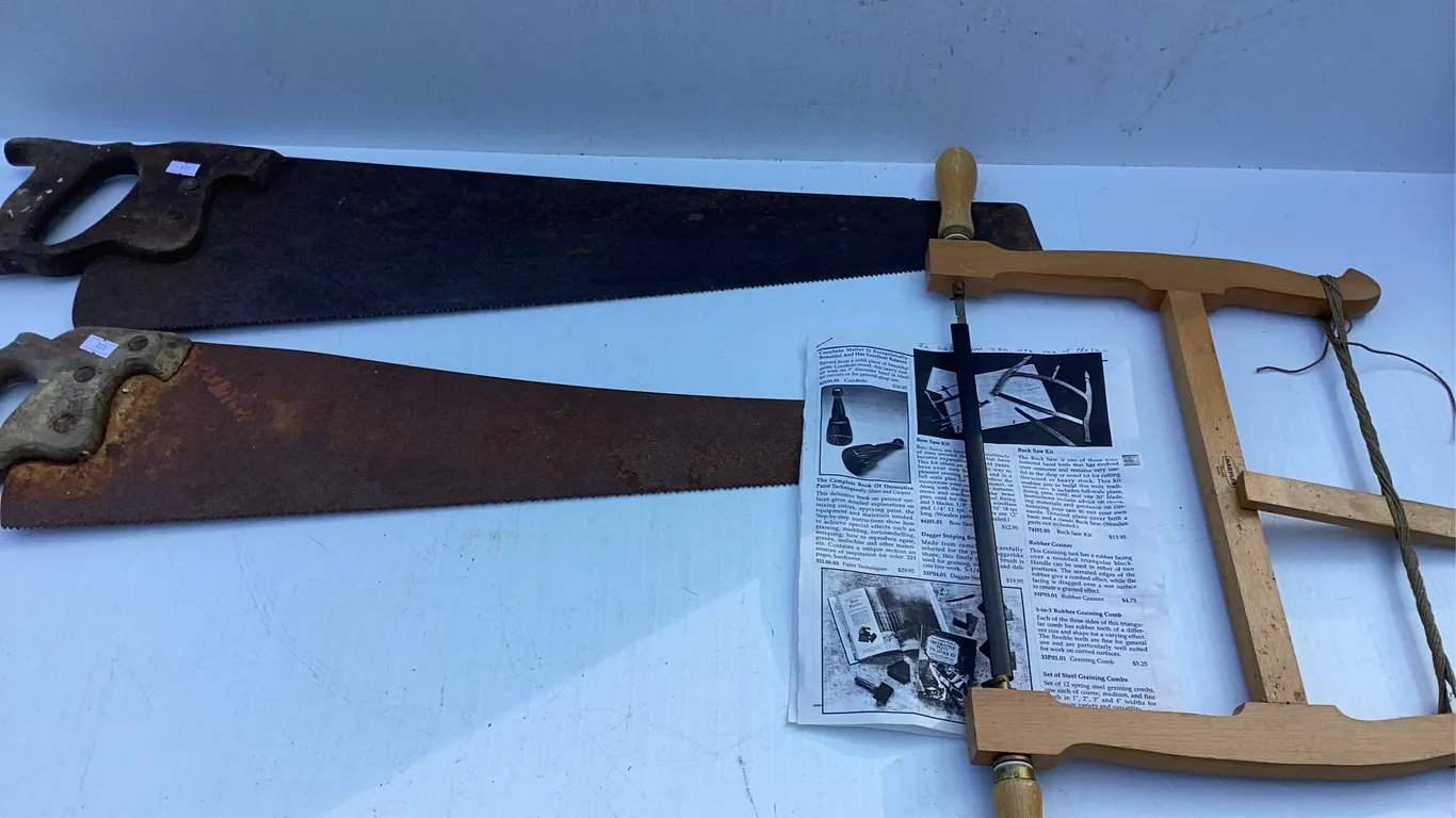 2 Vintage Handsaws, Vintage Style Bow Saw
