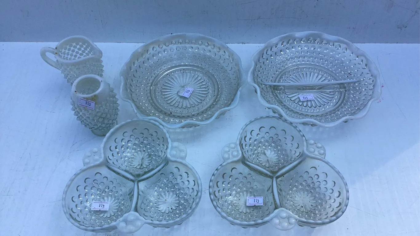 Assortment of Clear Hobnail Glass