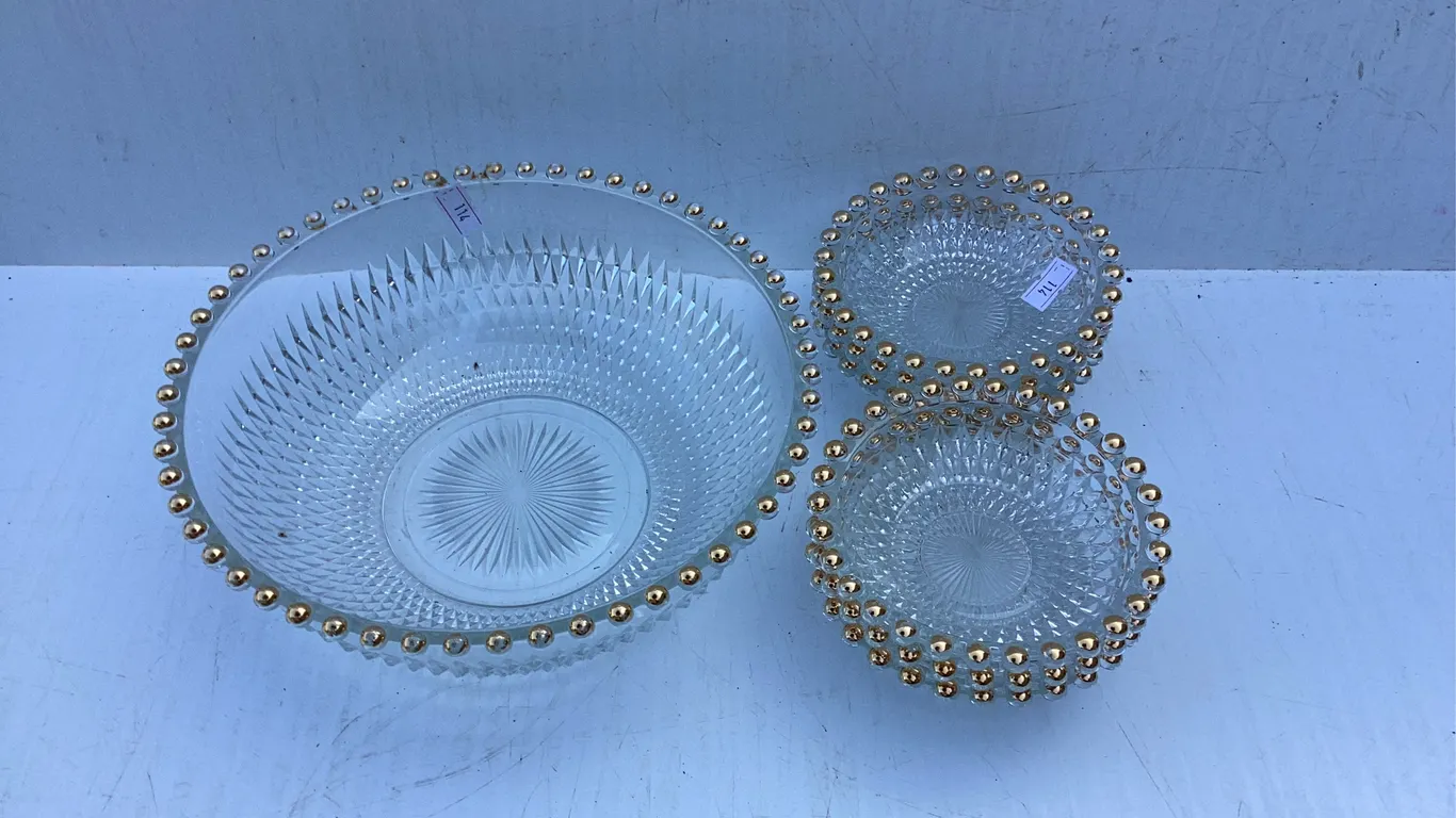 7 Clear Hobnail Bowls