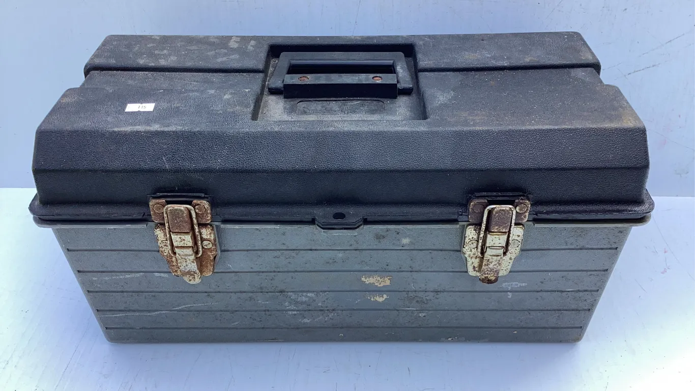 Plastic Tool Box with Contents of Tools
