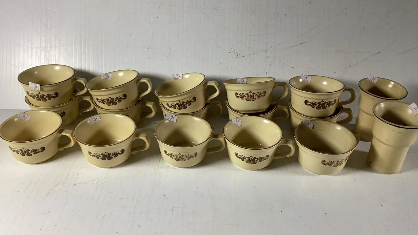15 Pfaltzgraff Wheat Pattern Coffee Cups, 2 Drinking Cups