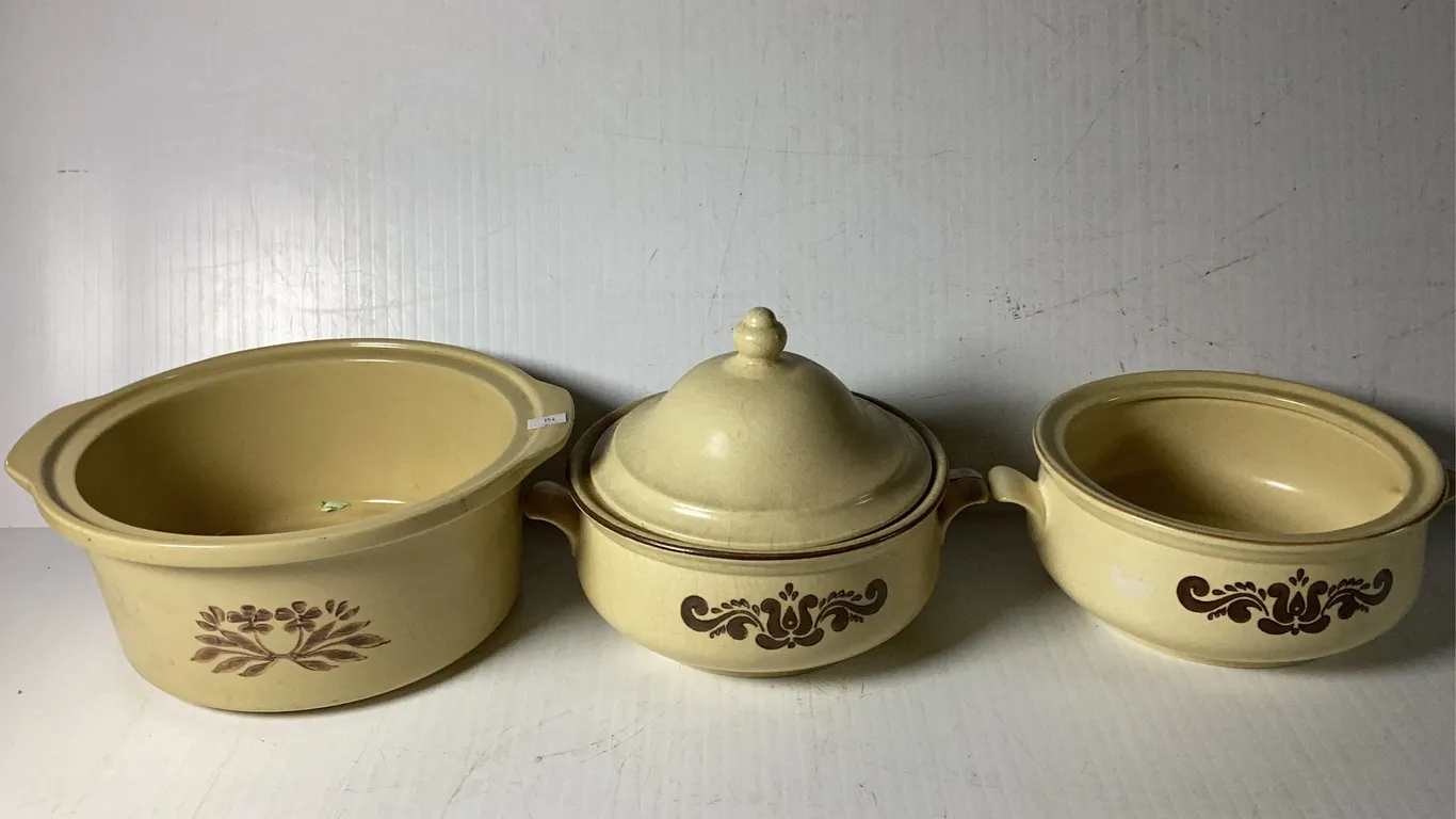 3 Pfaltzgraff Wheat Pattern Casserole Dishes