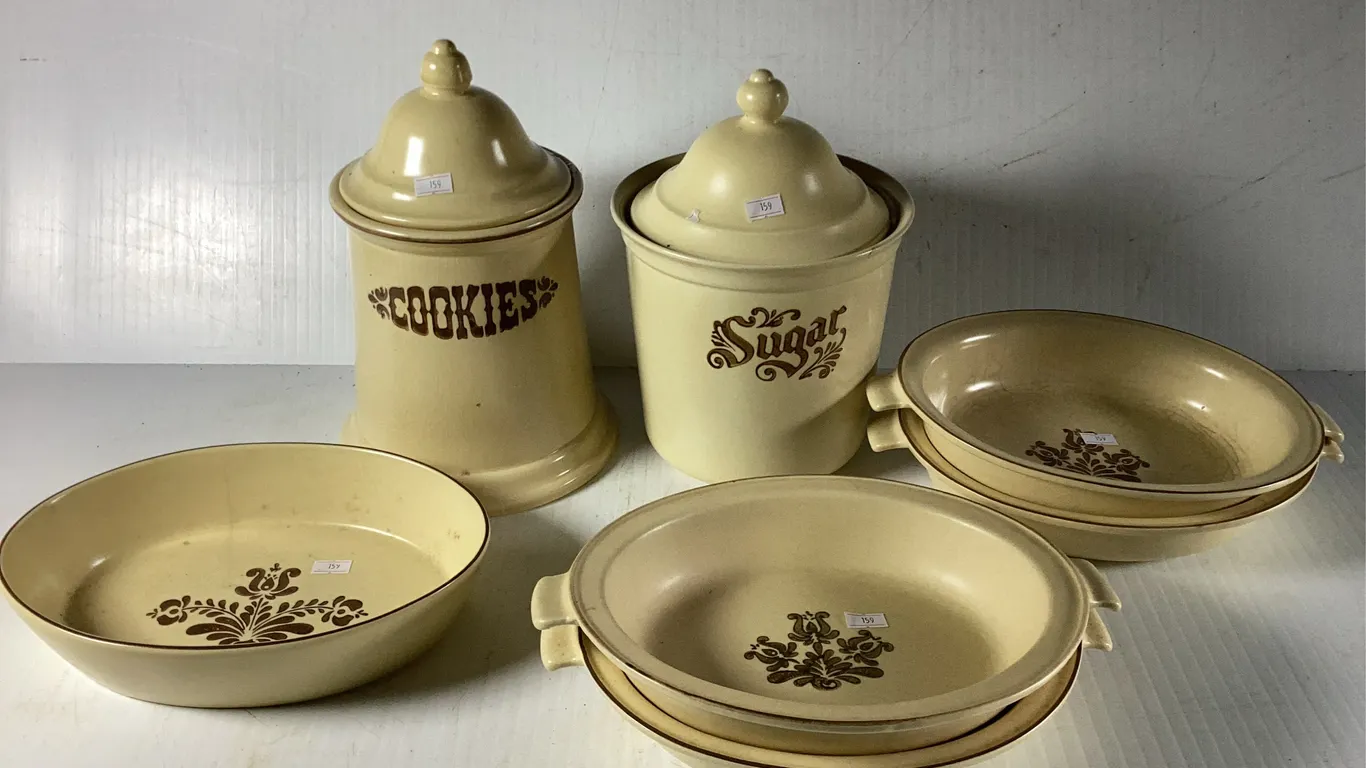 Pfaltzgraff Wheat Pattern Cookie Jar, Sugar Canister, Serving Platters