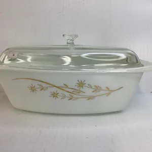 Vintage Pyrex Golden Honeysuckle Roaster with Lid