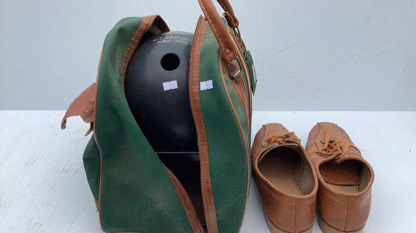 Bowling Ball in Bag, Bowling Shoes