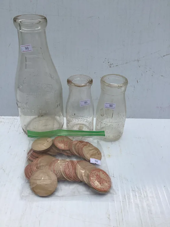 3 Milk Bottles, Milk Bottle Caps