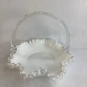 Fenton Milk Glass Silver Crest Basket
