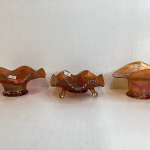 Vintage Carnival Glass Hat Shaped Bowl,Footed Bowl, Ruffled Edge Bowl
