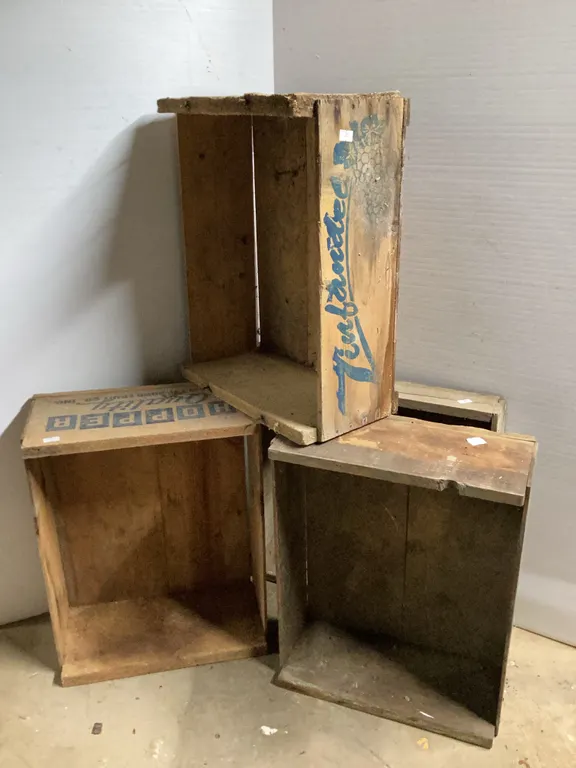 4 Wooden Produce Crates