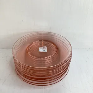 10 Pink Depression Glass Saucers