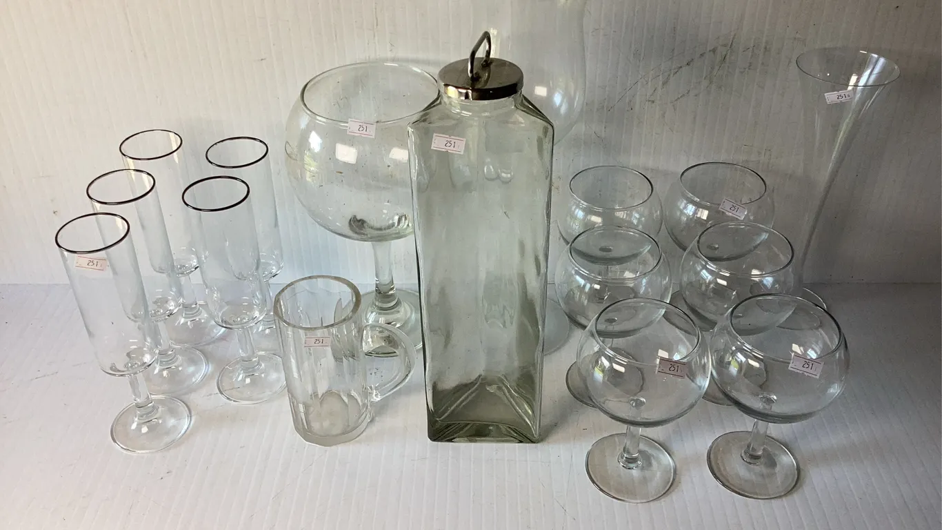 Assortment of Clear Glass Items
