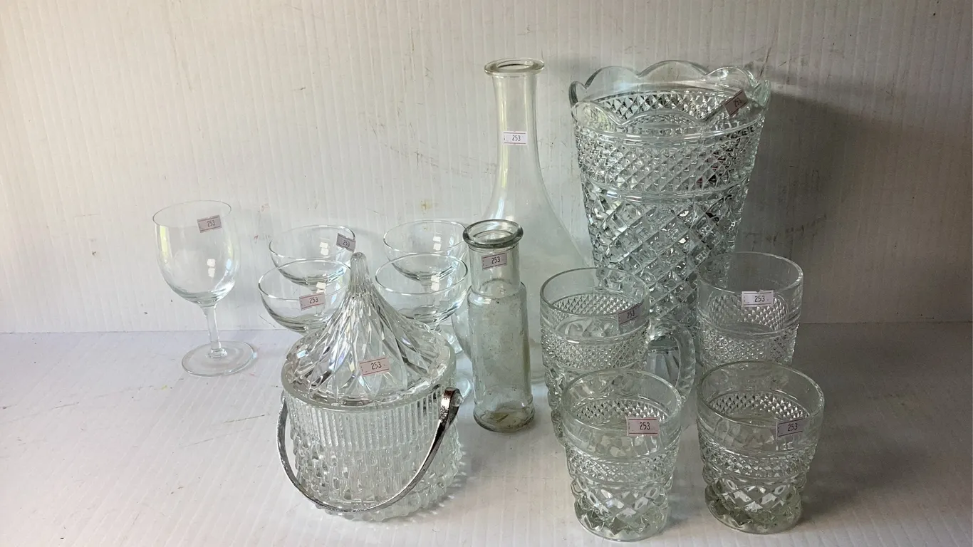 Assortment of Clear Glass Items