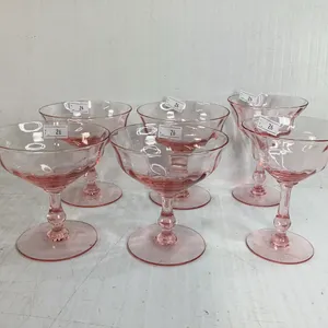 4 Vintage Pink Depression Glass Sherbert Glasses