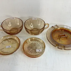 Carnival Glass Ashtray, Carnival Glass Tea Cups, Carnival Glass Coasters