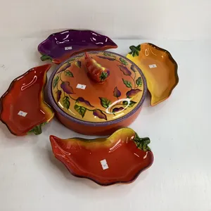 Clay Art “Chili Fiesta” Tortilla Warmer and Serving Bowls
