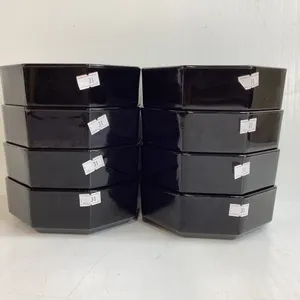 8 Vintage Arcoroc Black Amethyst Glass Octagon Bowls