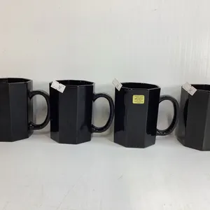 4 Vintage Arcoroc Black Amethyst Coffee Mugs