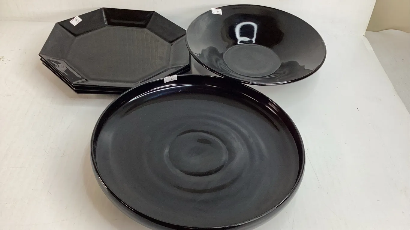 3 Vintage Arcoroc Black Amethyst Plates, Black Amethyst Salad Bowl, Glazing Bowl