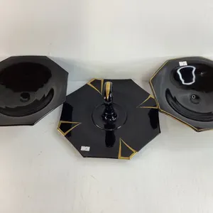 2 Vintage Black Amethyst Compotes, 1 Serving Tray