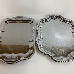 4 Chrome Plated Serving Trays