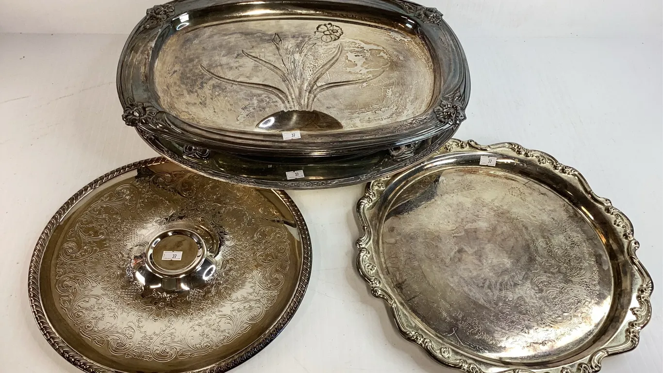 4 Silver Plated Serving Platters