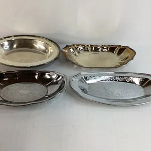 2 Silver Plated Serving Trays, 2 Chrome Plated Serving Trays