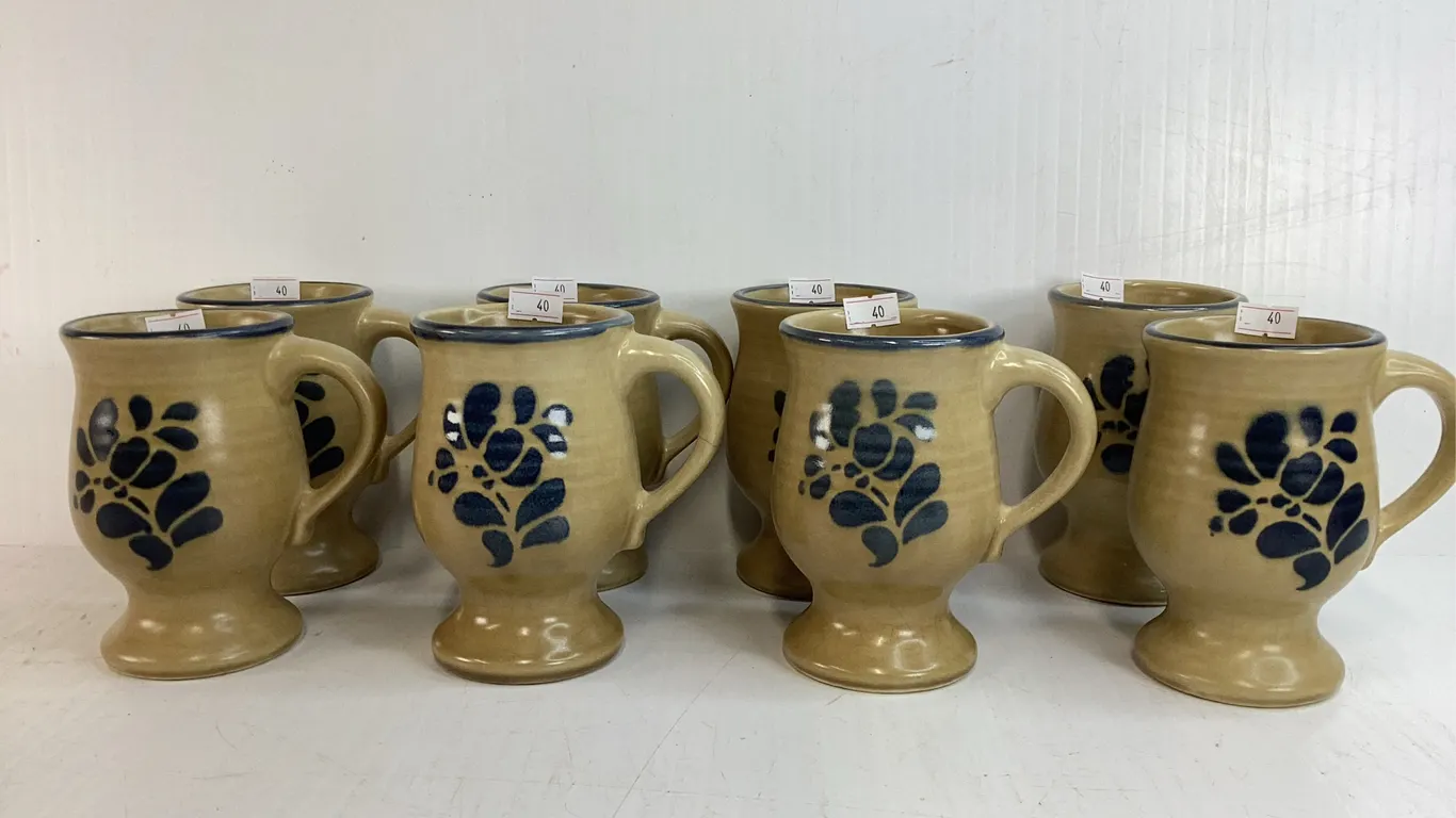 8 Folk Art Patterns Pfaltzgraff Coffee Mugs