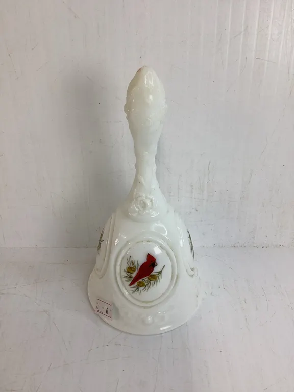 Fenton Art Glass Bell “ Cardinals in the Winter”