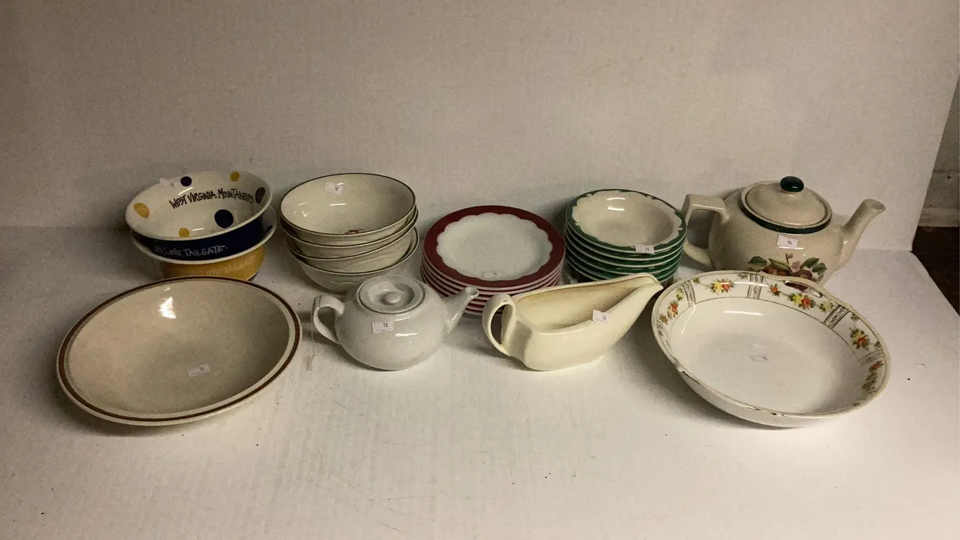 Plates, Bowls, Tea Pot, Gravy Boat