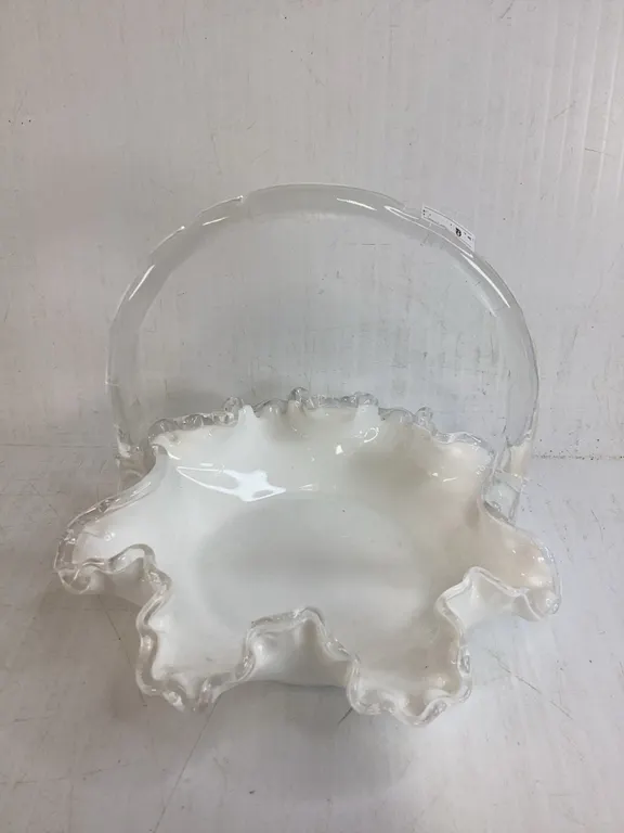 Fenton Milk Glass Silver Crest Basket