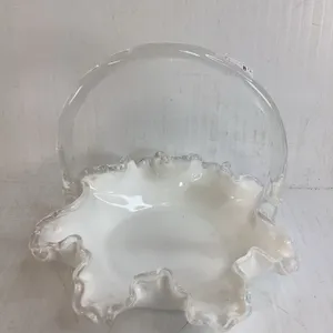 Fenton Milk Glass Silver Crest Basket