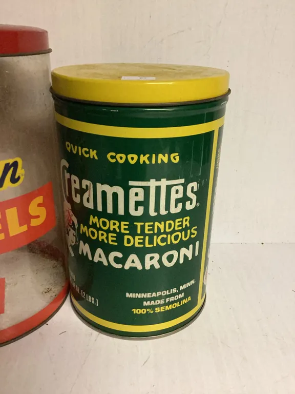 3 Vintage Tins, 1 Vintage Pretzel Container