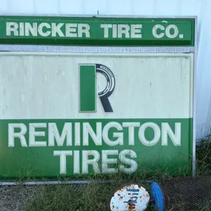 Vintage Rinker Tire Co. and Remington Tires Double-Sided Advertising Sign