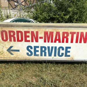 Vintage Worden-Martin Service double-sided commercial sign