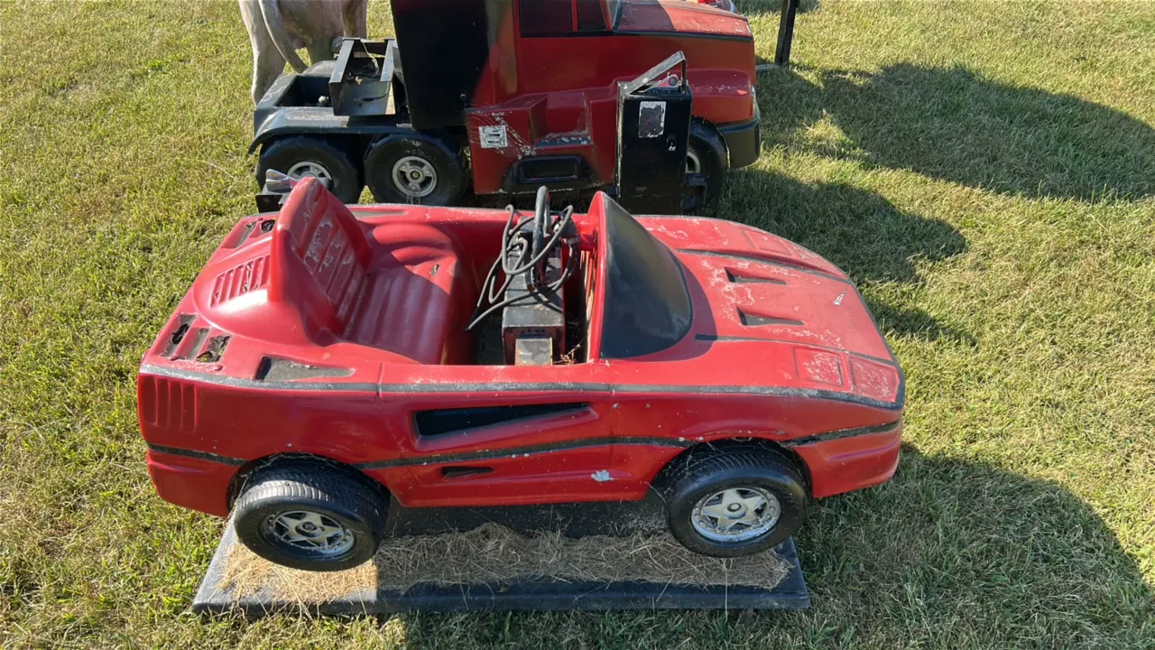 Red Sports Car Style Coin-Operated Kiddie Ride with Coin Mechanism