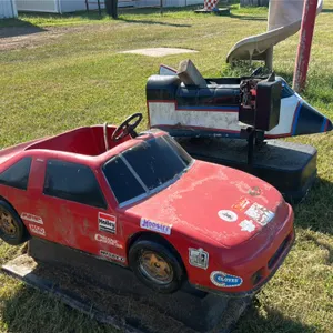 Red Coin-Operated Race Car Ride with Racing Decals