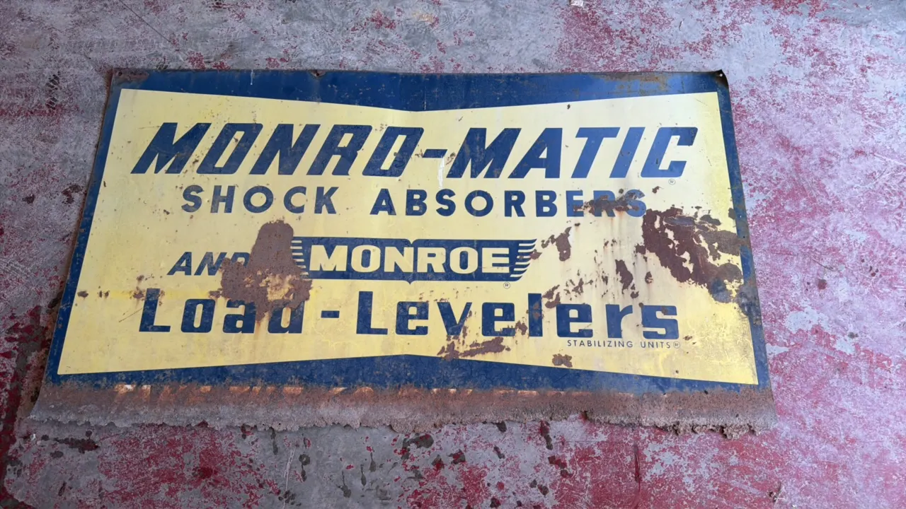 Monro-Matic Shock Absorbers and Monroe Load-Levelers Vintage Single Sided Sign