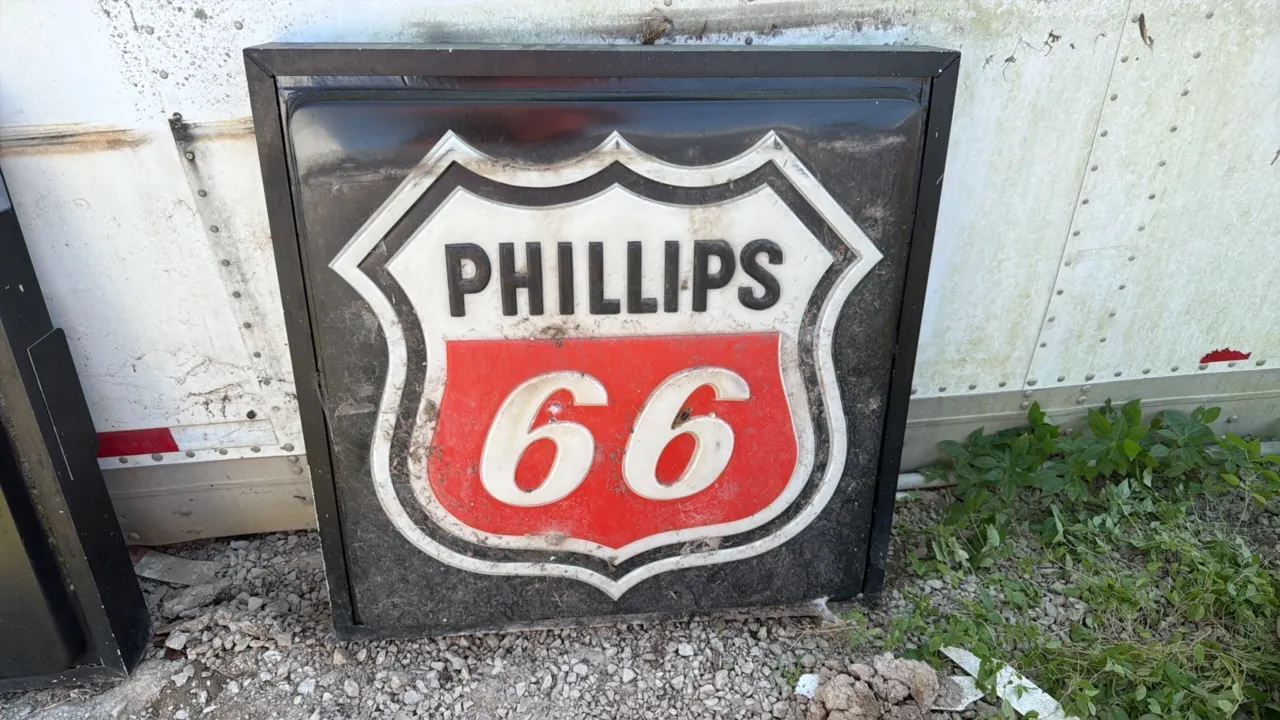 Phillips 66 Vintage Gas Station Shield Sign, approximately 32 inches wide