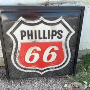 Phillips 66 Vintage Gas Station Shield Sign, approximately 32 inches wide