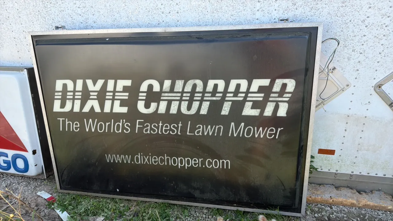DIXIE CHOPPER Illuminated Commercial Sign, "The World's Fastest Lawn Mower"