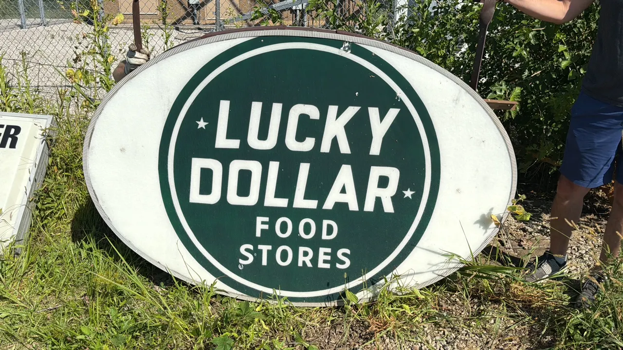Lucky Dollar Food Stores Oval Advertising Sign