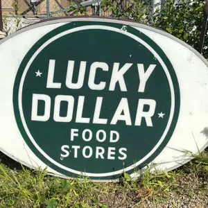Lucky Dollar Food Stores Oval Advertising Sign