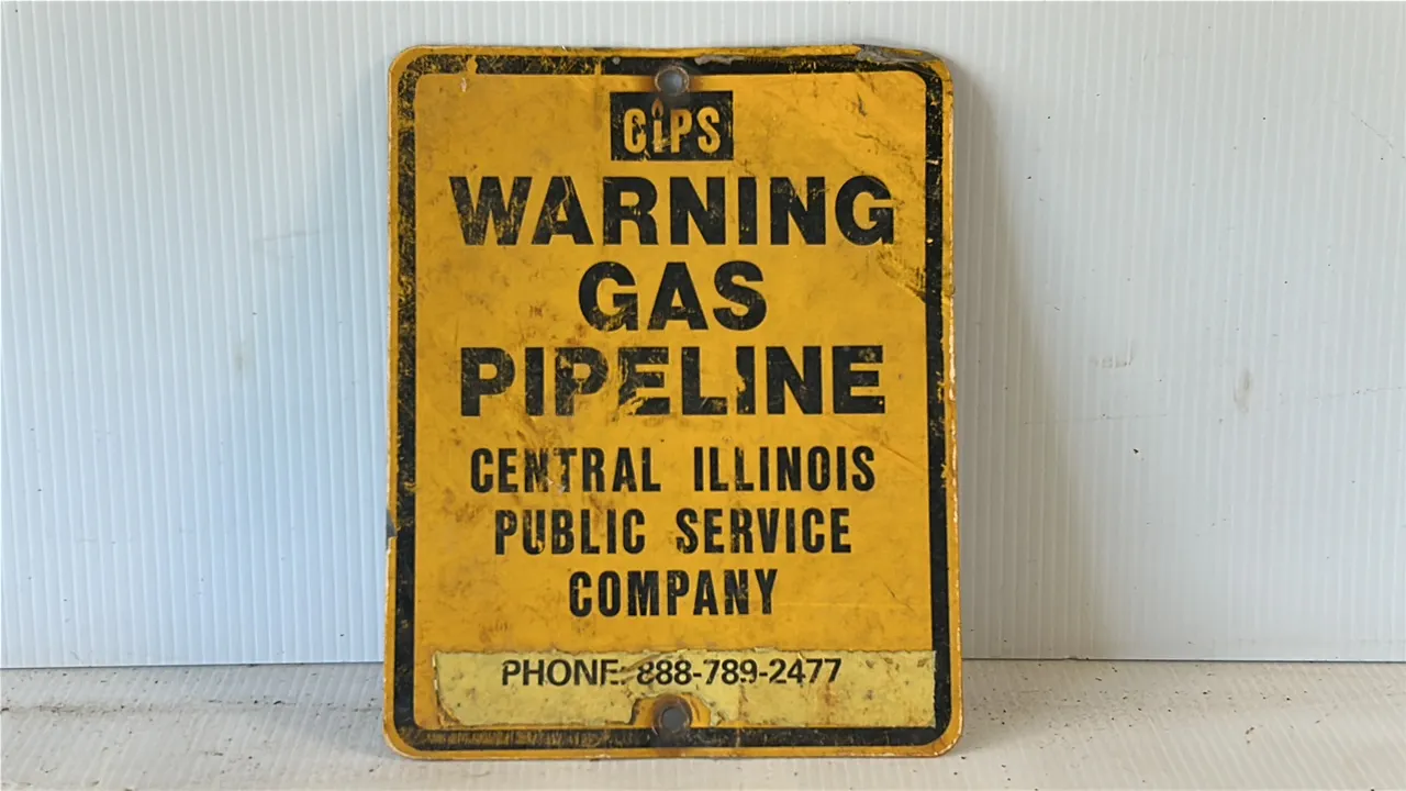 Gas Pipeline Warning Sign, Central Illinois Public Service Company
